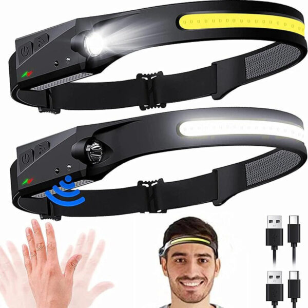 Lanterna de Cabeça LED USB Recarregável 350lm Ajustável