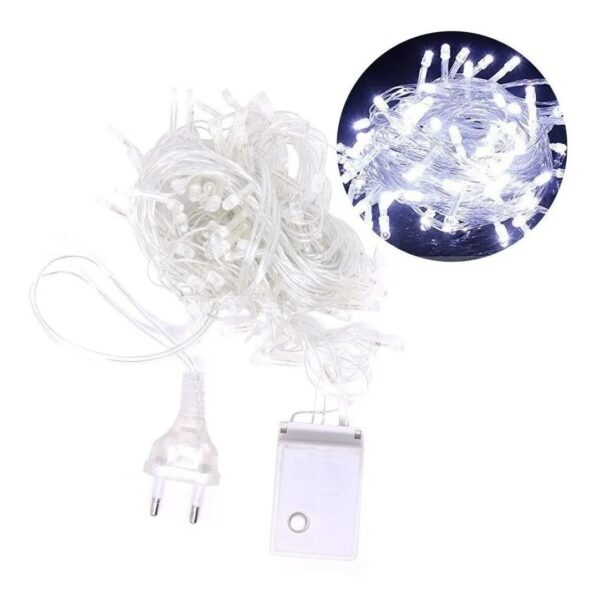Pisca Pisca LED Natal 100 Leds 9m 8 Funções Branco e Colorido