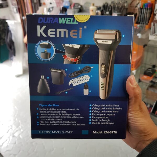 Barbeador e Cortador 3 em 1 Kemei KM-6776 Bivolt