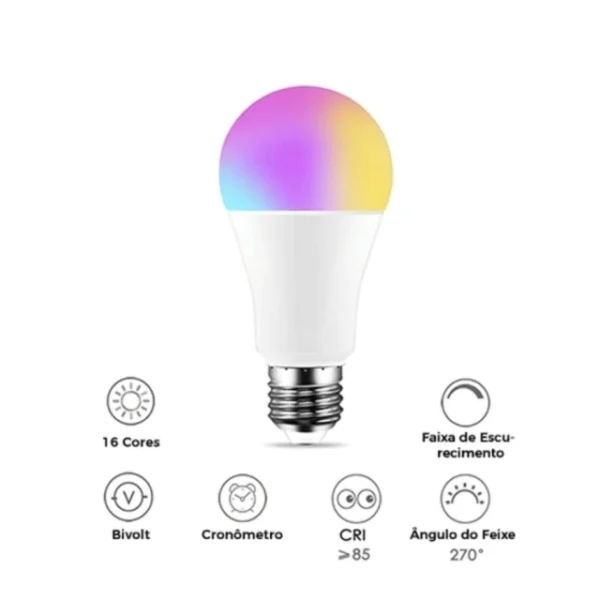 Lâmpada LED WiFi Inteligente RGB 15W E27 Smart Alexa