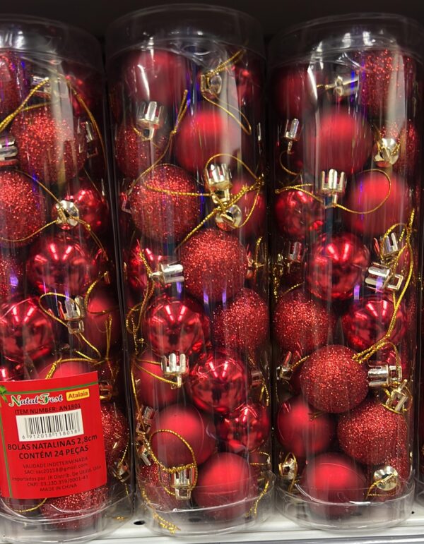 Bolas de Natal 3cm 24 Und - Enfeite Árvores e Decoração