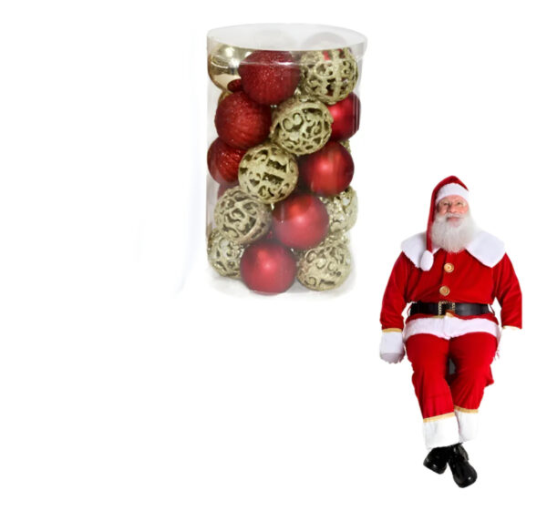 Caixa 25 Bolas Natal 5cm Arabesco Luxo Glamour