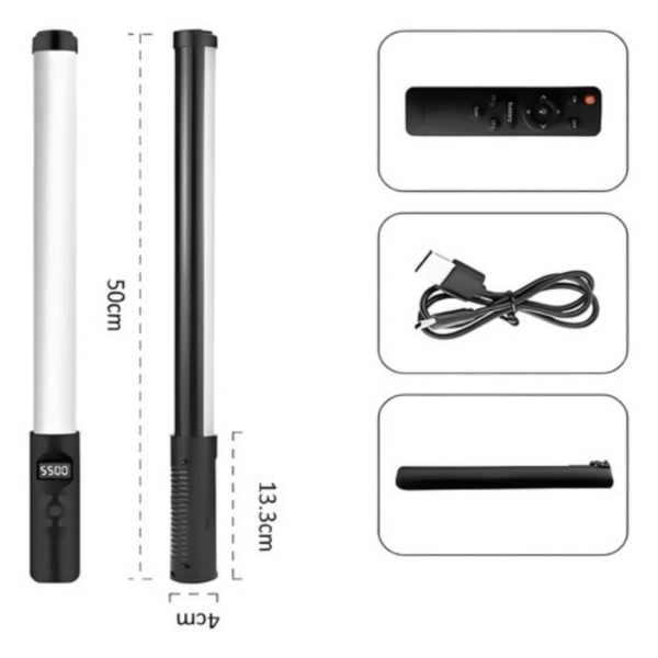 Bastão de Luz RGB Fotográfico Recarregável 3000K-6000K