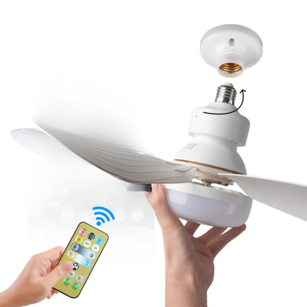 Mini Ventilador de Teto LED 40W Silencioso com Controle