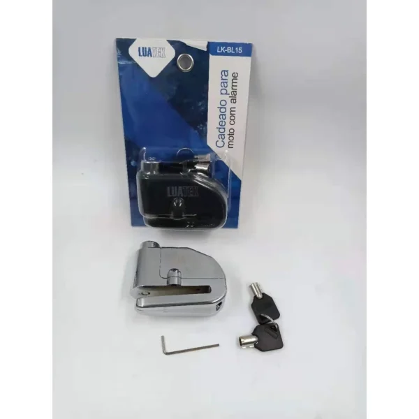 Trava Cadeado com Alarme para Moto Freio a Disco 110dB