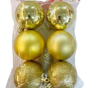 Bola Enfeite Natal Hiperfesta Dourado 8cm 6 Unidades