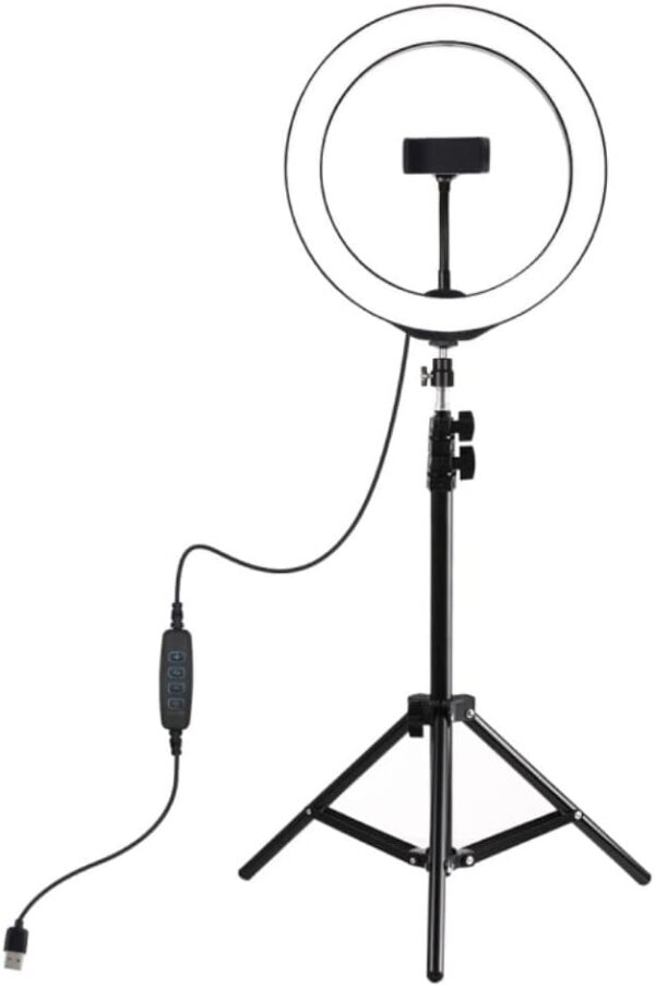 Ring Light 26cm com Tripé 2,10m LED USB Dimerizável