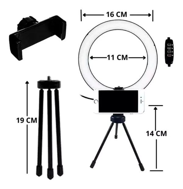 Ring Light LED 6 USB Para Celular e Tripé de Mesa