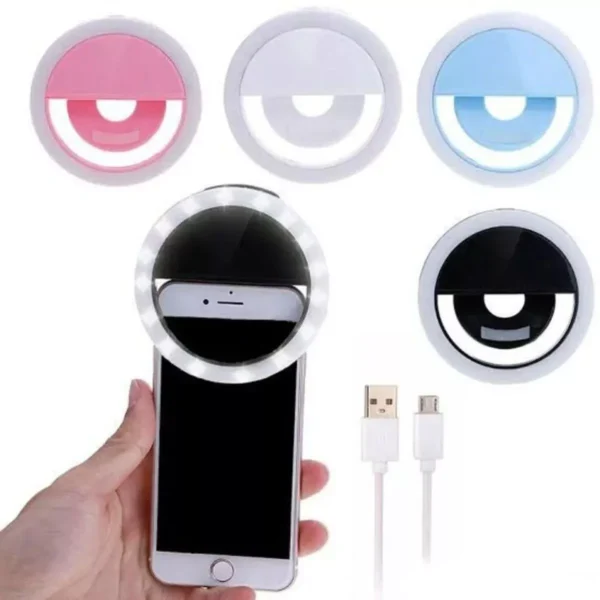 Mini Ring Light Selfie LED Para Celular Recarregável
