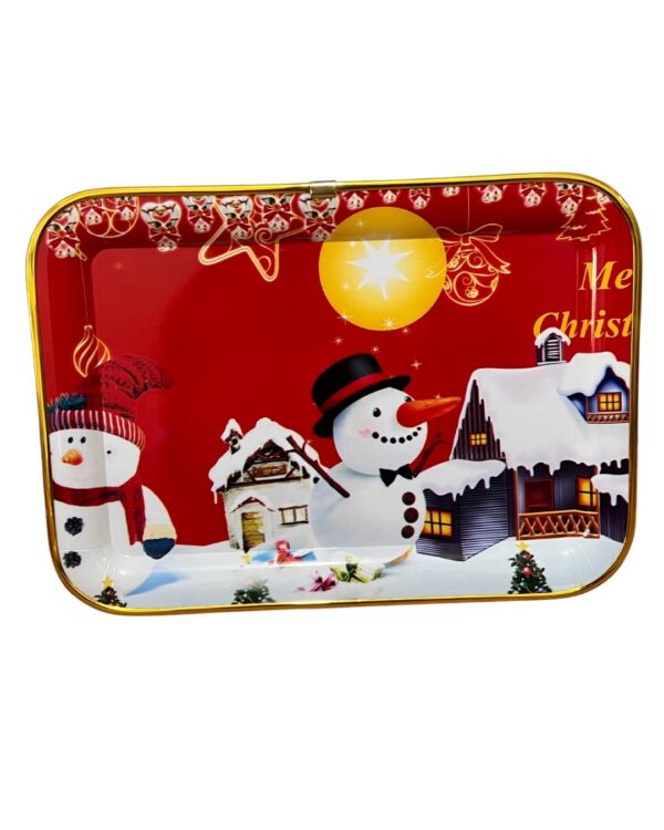 Bandeja Natal Retangular 30x21cm Borda Dourada