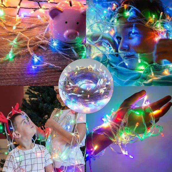Pisca Pisca LED Natal 100 Leds 9m 8 Funções Branco e Colorido