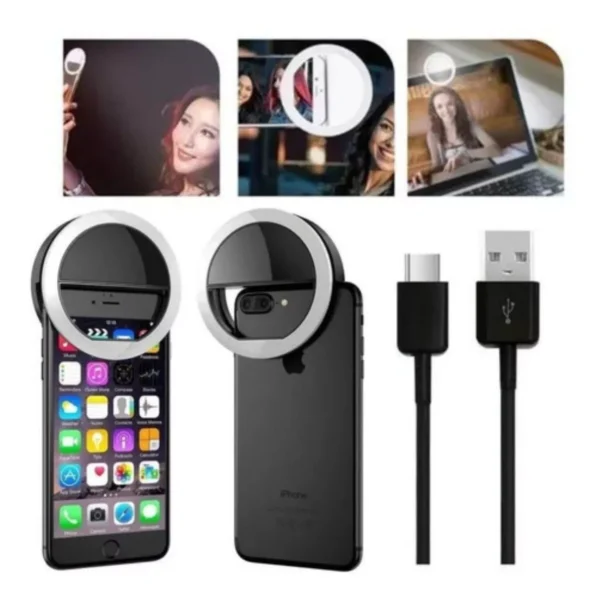 Mini Ring Light Selfie LED Para Celular Recarregável