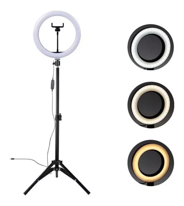 Ring Light 26cm com Tripé 2,10m LED USB Dimerizável