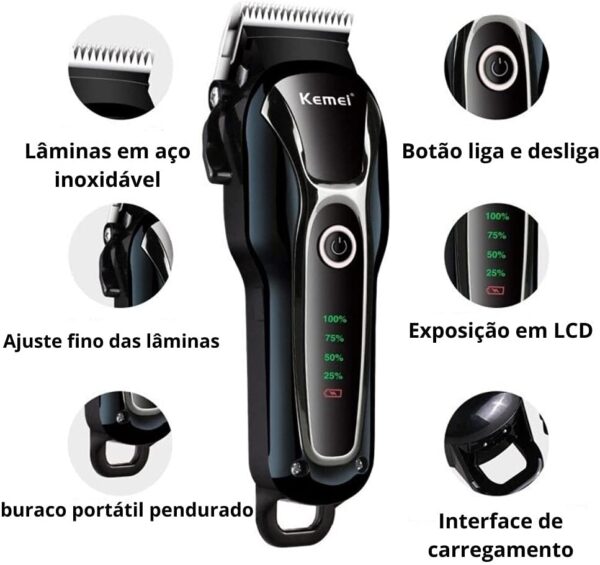 Máquina de Tosa Pet Kemei KM-1991 Profissional Sem Fio
