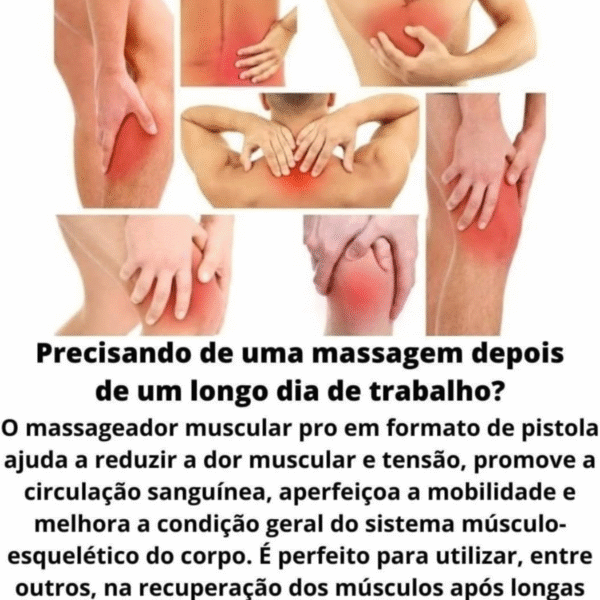 Massageador Elétrico Profissional Pistola 6 Níveis