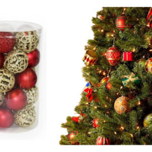 Caixa 25 Bolas Natal 5cm Arabesco Luxo Glamour
