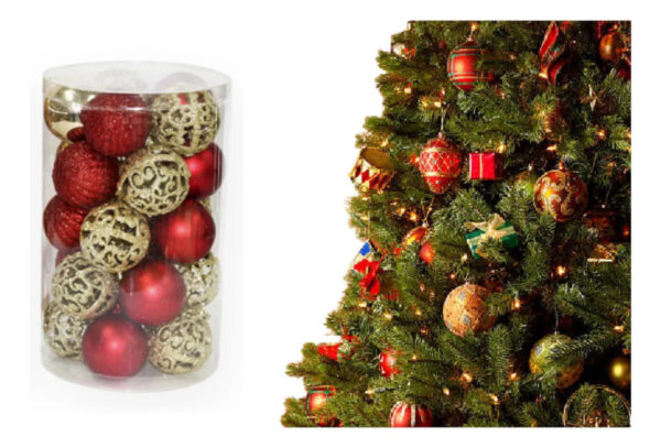 Caixa 25 Bolas Natal 5cm Arabesco Luxo Glamour