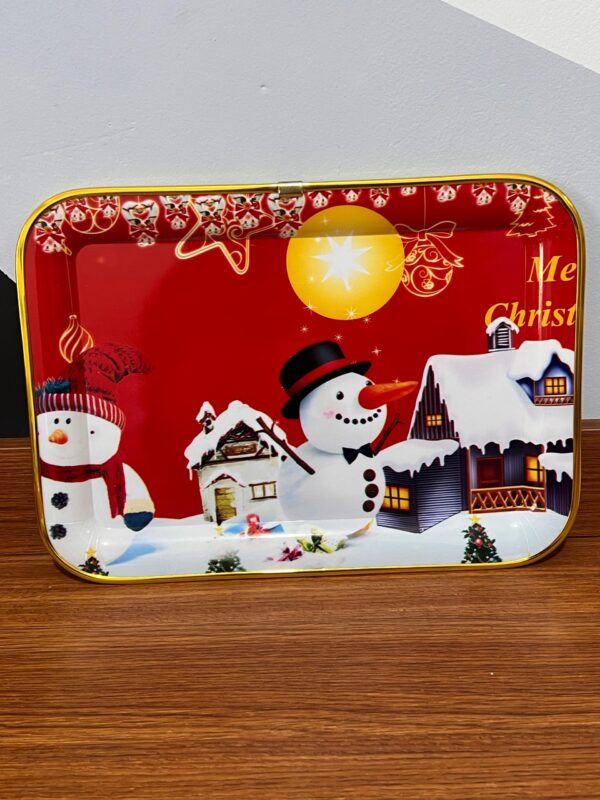 Bandeja Natal Retangular 30x21cm Borda Dourada