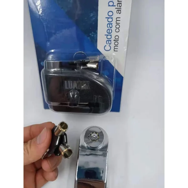Trava Cadeado com Alarme para Moto Freio a Disco 110dB