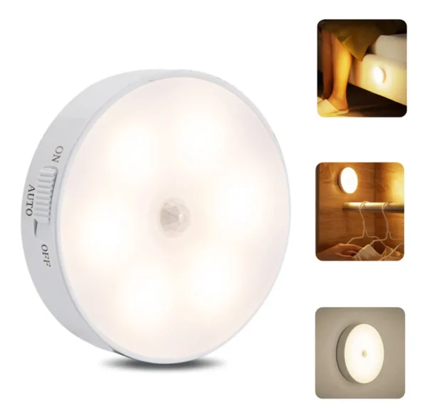 Luminária LED Sensor Presença Recarregável 8 Leds