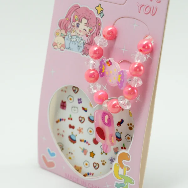 Kit Pulseira Feminina Anel Adesivos Infantil