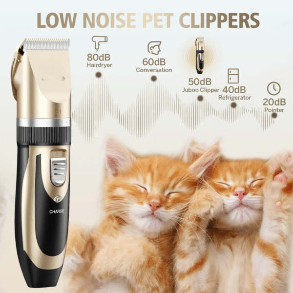 Kit Máquina de Tosa Profissional Dourada Pets USB
