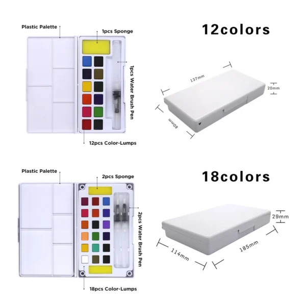 Conjunto de Aquarela Profissional 12 18 24 Cores