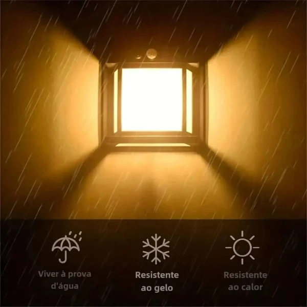 Luminária Solar LED Sensor de Presença Forte para Parede