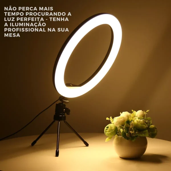 Ring Light LED 6 USB Para Celular e Tripé de Mesa