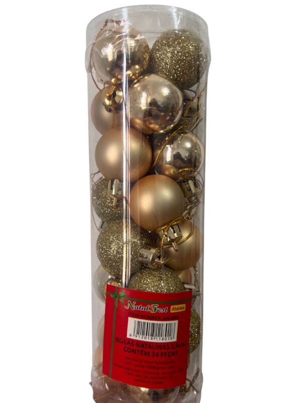Bolas de Natal 3cm 24 Und - Enfeite Árvores e Decoração