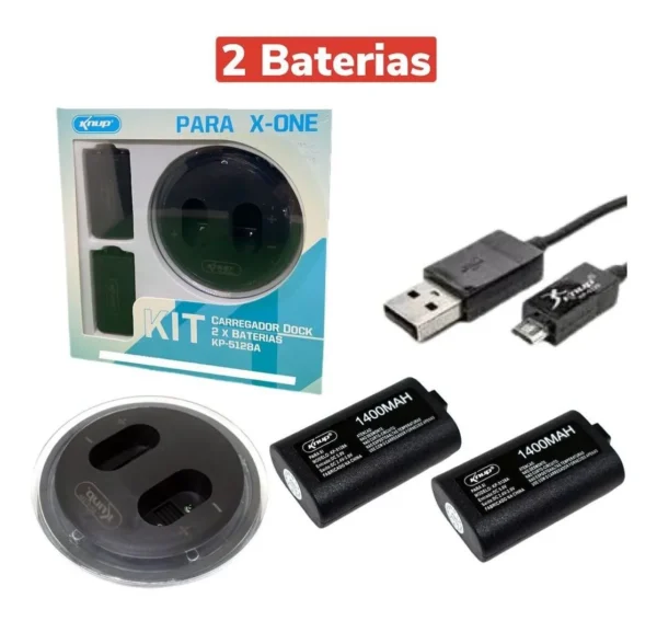 Base Carregador Dock 2 Baterias Xbox One Knup KP-5128A