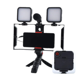 Kit Vlog Completo com Estabilizador Mic e 2 Iluminadores
