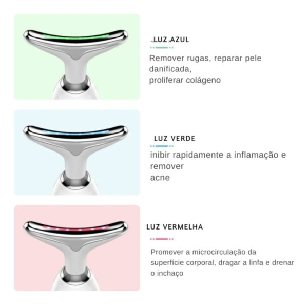 Massageador Facial e Pescoço LED Rejuvenescedor