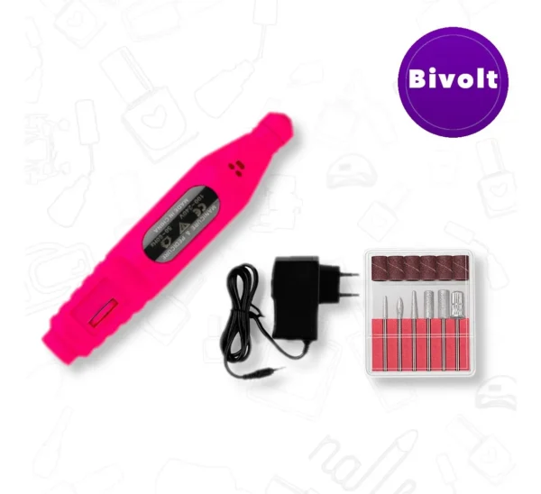 Lixadeira Caneta Elétrica Unhas Profissional Rosa 18.000rpm
