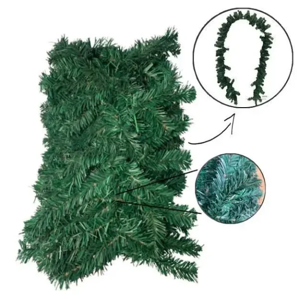 Festão Aramado Natal Luxo 2,6m Verde Pendurável