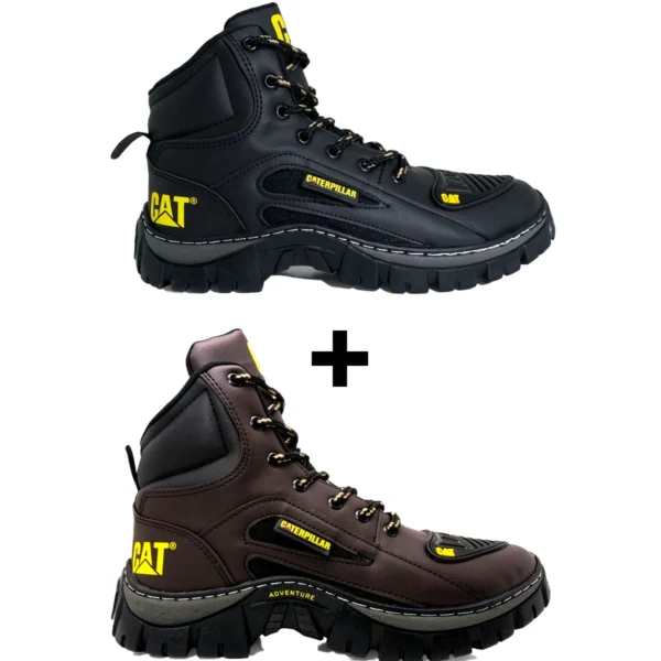 Kit 2 Pares de Botas Coturno Caterpillar CAT Cano Médio