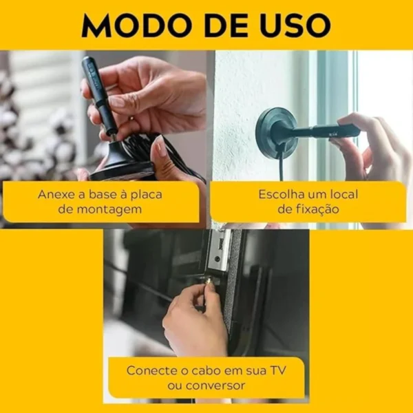 Antena Digital Com Cabo De 4MT e Base Magnética Com Imã