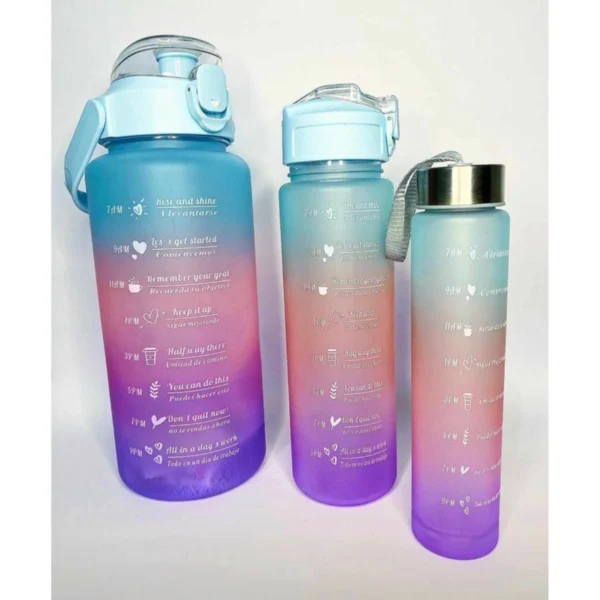 Kit 3 Garrafas de Água Squeeze Motivacional