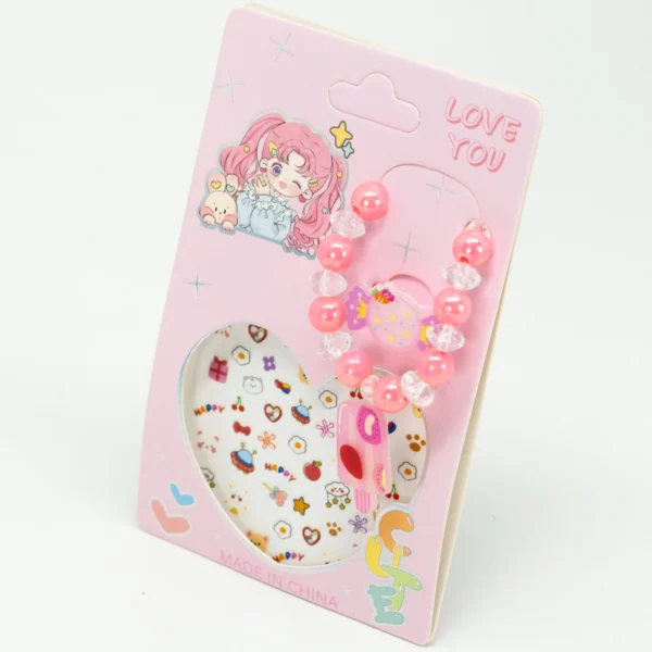 Kit Pulseira Feminina Anel Adesivos Infantil
