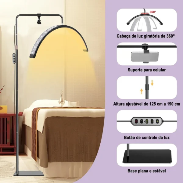 Luminária LED Meia Lua Estética 3 Cores com Diamante
