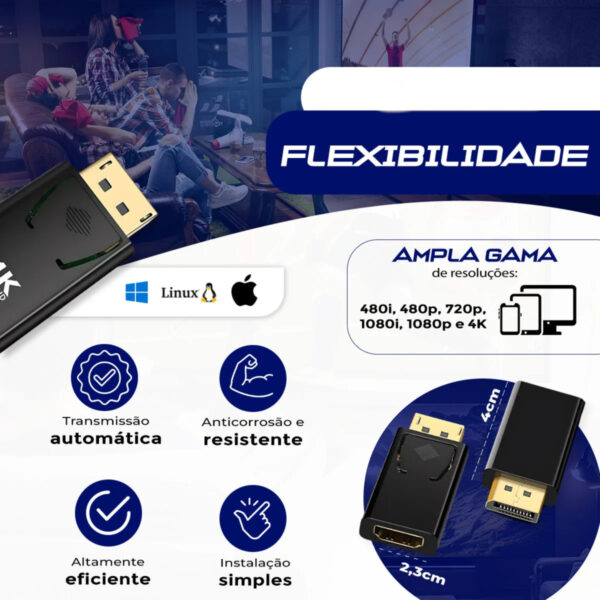 Conversor DisplayPort Para HDMI 4K 60Hz Atomo