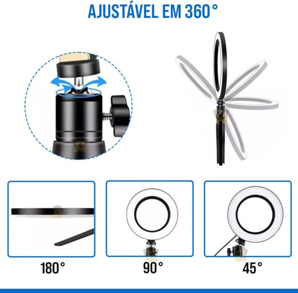 Ring Light 6 Polegadas LED 16cm Tripé Mesa Bivolt