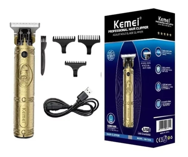Aparador de Cabelo Kemei KM-700B Dourado Recarregável