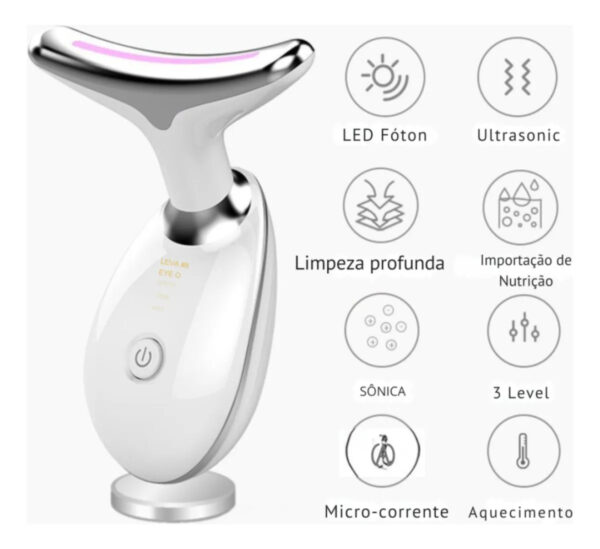 Massageador Facial e Pescoço LED Rejuvenescedor