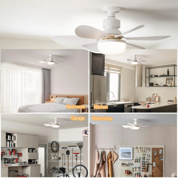 Mini Ventilador de Teto LED 40W Silencioso com Controle