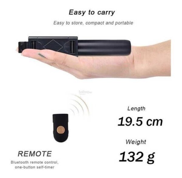 Pau de Selfie Bastão Tripé Bluetooth 360° 3 em 1