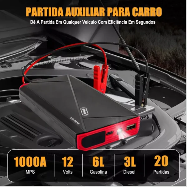 Auxiliar Partida Carro 10800mAh 12V Knup Chupeta USB