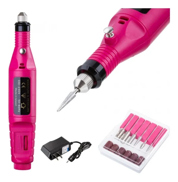 Lixadeira Caneta Elétrica Unhas Profissional Rosa 18.000rpm