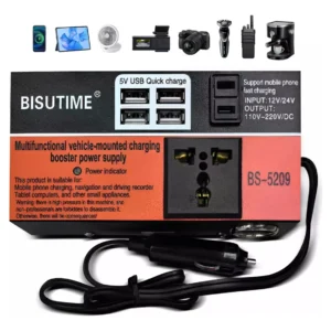 Inversor de Potência Carro 12V/24V 110V/220V 200W USB