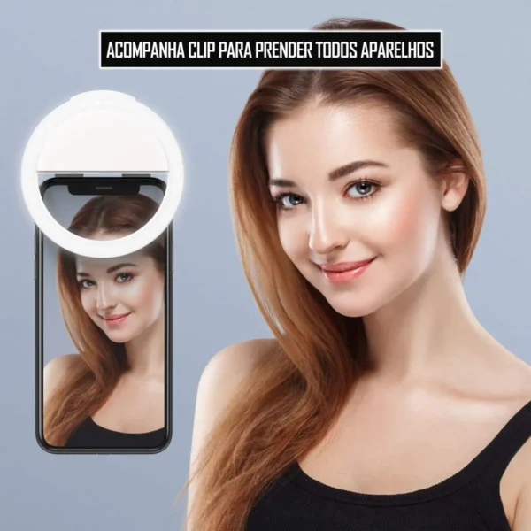 Mini Ring Light Selfie LED Para Celular Recarregável